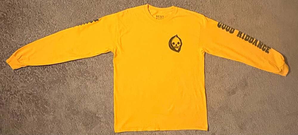 Rest Easy Good Night & Good Riddance Grim Reaper  Yellow Long Sleeve T-Shirt